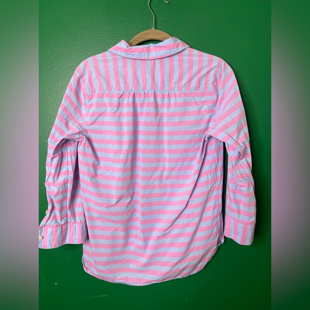 Vineyard Vines Pink Striped Cotton Poplin Pullover Shirt 3/4 Sleeves Sz 2 - Picture 5 of 8